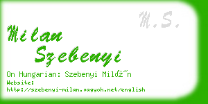 milan szebenyi business card